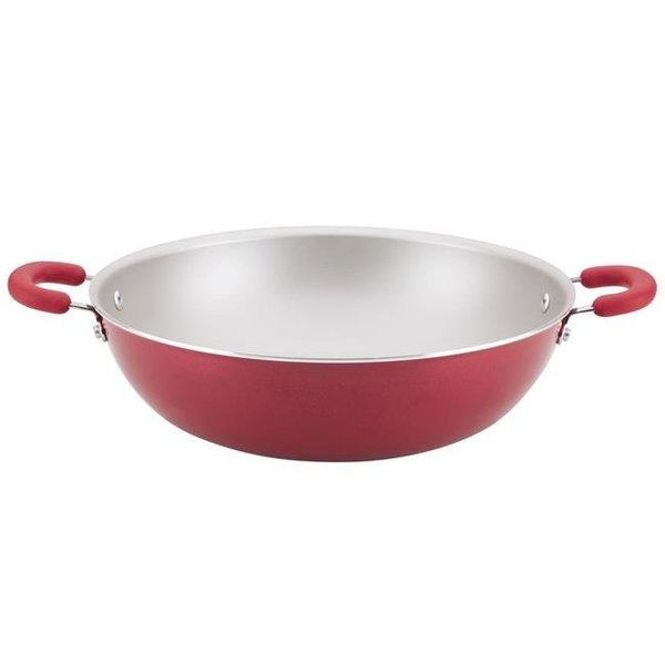 Rachael Ray Rachael Ray 12161 14.25 in. Create Delicious Aluminum Nonstick Wok - Red Shimmer 12161